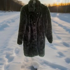 Miss H. Vintage Teddymantel/Kurzmantel , Webpelzmantel Schwarz, Gr. 44