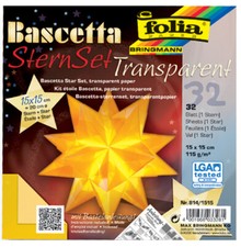 folia Faltblätter Bascetta-Stern gelb-transparent 115 g/qm 150 x 150 mm 32 Blatt