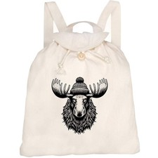 Canvas-Rucksack / Backpack "Elche tragen Bommelmütze" (RK00031693)
