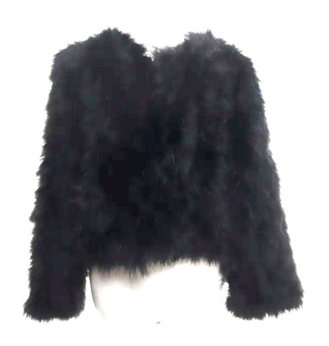Pelzjacke schwarz federn s - schwarz,