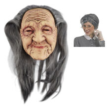 Oma Maske alte Frau Hexe Zauberin Haare Halloween  Karneval Verkleidung Zubehör