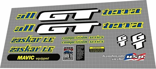 1995 zaskar decal set - gt,