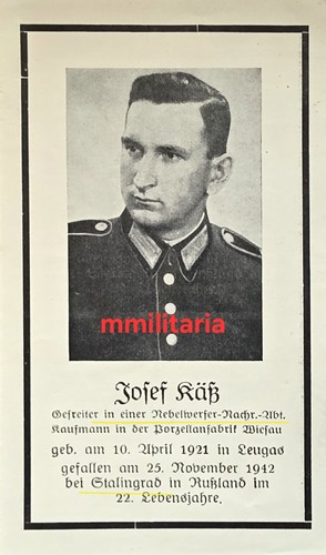 Sterbebild wwii gefreiter - sterbebild,