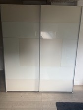 Kleiderschrank Schiebetüren Weiß Teilweise Milchglas ca. 175x210x50 Gebraucht