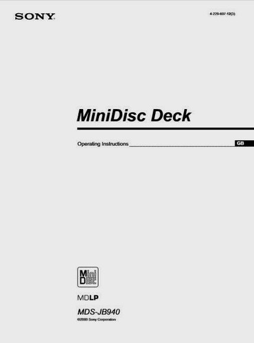 Sony mds jb940 minidisc player - sony,