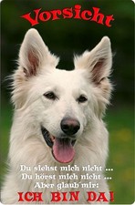 Weißer SCHÄFERHUND - A4 Alu Warnschild Hundeschild SCHILD Türschild - WSS 11 T2