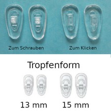 10 Paar NASENPADS für Brillen Tropfenform 0,30€/Paar Nasen Polster Pad Brille