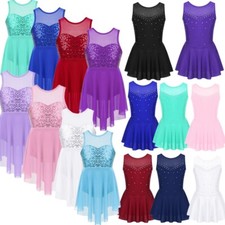 DE iEFiEL Mädchen Ballettanzug Pailletten Ballett Kleid Turnanzug Gymanstikanzug