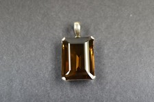 Anhänger Silber 925 mit rechteckigen Rauchtopas/Citrin im Treppenschliff