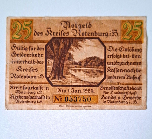 Notgeldschein kreis rotenburg - kreis,