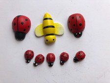7 Marienkäfer  1 Biene/Wespe Holz Deko Geschenke