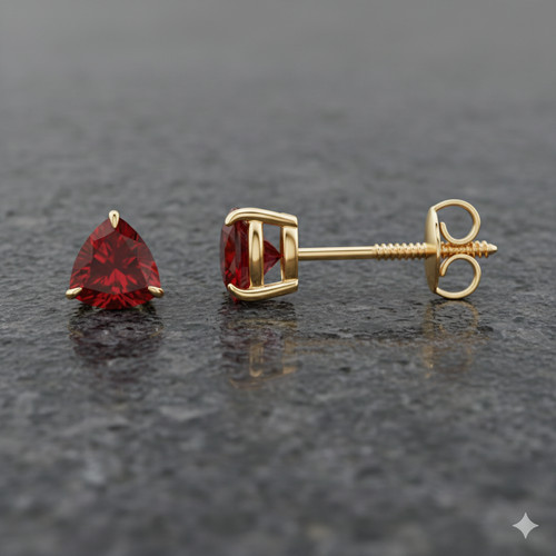 Gelbgold ohrringe roter rubin - roter,