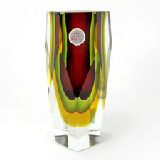 SUPER Murano Glas Vase Blockvase Sommerso Venetian Glass Vintage Multicolor