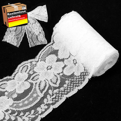 Spitzenband weiß 8cm breit - weiß,