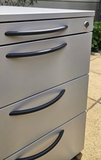 Steelcase Rollcontainer, Holz, lichtgrau, 4 Schübe | TOP-ZUSTAND