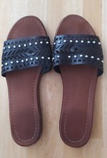 Sarto Leder Pantoletten Gr. 38/39 Schwarz Sandalen Sandaletten 