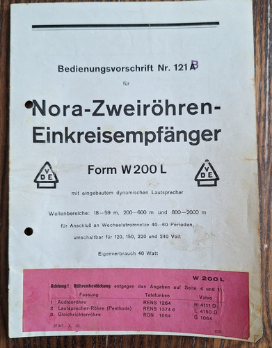 Alte bedienungsanleitung radio - alte,