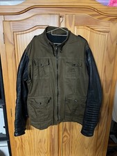 Herren Jacke gefüttert Übergangsjacke  mit Echtleder Jacket Biker Motorrad - XXL