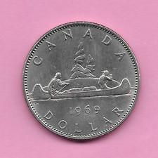 425) CANADA / Kanada - 1 Dollar 1969 Kanu mit Indianer