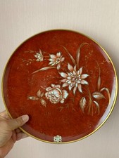 Alba Kunst Alboth & Kaiser Kuchenplatte Porzellan Teller Blume Ø 31 cm Echt Gold