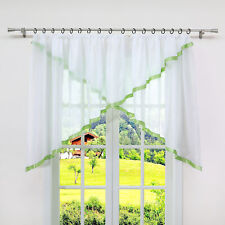 Transparent Gardine Bistrogardinen Voile Vorhänge mit Satinband Küche Wohnzimmer