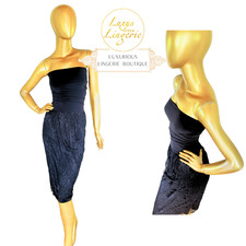 SHINY LACE DRESS by Wolford 40 M black schwarz Rock Kleid Schimmer mit Spitze