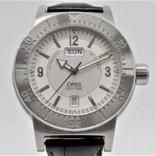 ORIS BC3 Big Crown Day Date  Automatik Uhr Edelstahl Gehäuse Lederarmband