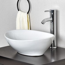 Waschbecken Aufsatzwaschbecken Oval Keramik 41cm Waschtisch Waschschale Weiß