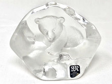 Mats Jonasson sweden full lead Glasskulptur signiert Bärenjunges