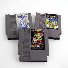 3 Vintage NES Lot TMNT Top Gun Gotcha Tested Cleaned Zapper Retro Nintendo Games