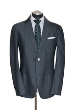 BRIONI Sakko Gr. L NEU Baumwolle Wolle Leder halbgefüttert Grau AKTUELL NP:7139€