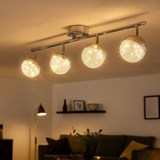 Spotleuchte Deckenlampe Spotleiste LED Kristalle verchromt verstellbar 4-Flammig