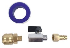 Schnellwechselkupplung 1/4" mit Kugelhahn für Druckluftwerkzeug 100 mm - Messing