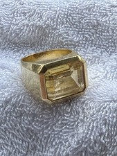 Solid 18K Yellow Gold Men’s Ring – Natural Citrine ,Luxury Bold Design