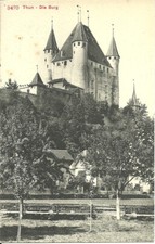 AK Thun Kanton Bern - Die Burg, Felsenkeller, Obstwiese - ca. 1910