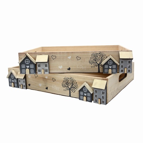 Unus deko tabletts - holz, 2er