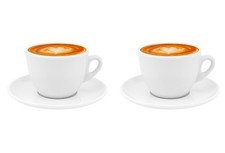 Set aus 2 Porzellan Kaffee Cappuccino Tassen mit Unterteller, 200 ml