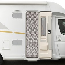 Flauschvorhang Chenille 56 x 185 cm taupe weiß gestreiftTürvorhang Fliegenschutz