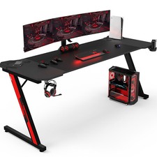80-180cm Gaming Tisch LED Beleuchtung PC Schreibtisch Arbeitstisch Computertisch