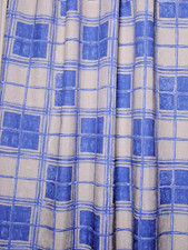 Dekostoff Allgäu  7 Meter  Gardinen beige & blau Landhaus Vorhang  150 cm breit