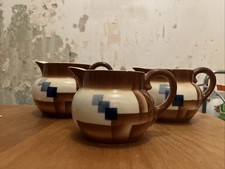 Bauhaus Krug Bunzlauer Keramik Spritzdekor Art Deco Milchkrüge 3er Set