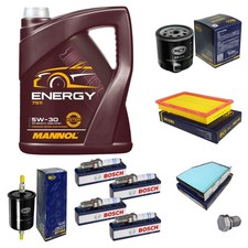 Inspektionspaket 5L MANNOL 5W-30 Bosch Zündkerzen für VW Golf V 1.4 16V