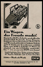  Reklame Werbung 1930 DKW Ein wagen der Freude macht ! 