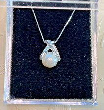 10K Weißgold Perle & Diamant