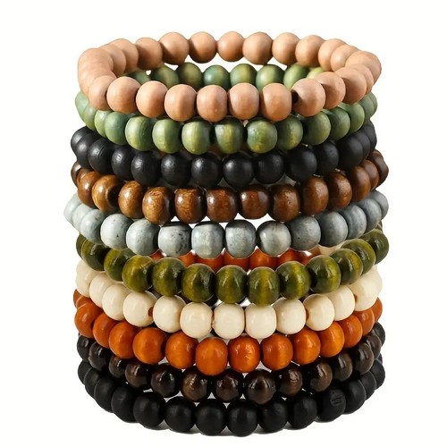 10er set holzperlen armband - set,