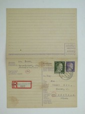 Ganzsache P 310 F/A + 794 als R-Karte Nesselsdorf 12.3.1945 n. Böhmen