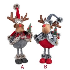 Elch stehend 50 cm grau-rot