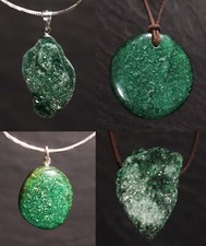 Unikat Edelstein Anhänger Fuchsit Peru Jade Silber 925 gebohrt Steinschatz