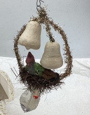 Alt Christbaumschmuck Zwerg im Tinselring Pilz Blatt  Glocke