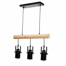 Pendelleuchte MCW-H83, Hängeleuchte, Massiv-Holz Metall, 3 Spotlampenschirme